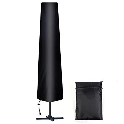 AiQInu Beschermhoes voor parasol voor Ø 300 cm, 210D Oxford-weefsel, parasolhoes, zwart, met opbergtas, weerbestendig, uv-bestendig, sneeuwbestendig