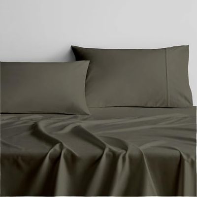 Kingsize camperlakens 72 x 80 - Rv kingsize lakens katoen, 4-delige katoenen lakenset voor matras tot 38 cm diep: Rv King72 x 203 cm - Donkergrijs effen