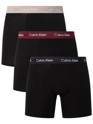 Calvin Klein Hombre Pack de 3 Bóxers Algodón con Stretch, B- Black, Tawny Port, Porpoise Wbs, XS