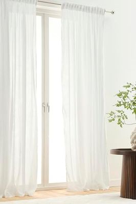 Jotex Multifunctioneel gordijn Layer set van 2, polyester-katoenmix, Oeko-Tex®-standaard 100 gecertificeerd, beter katoen - wit, 140 x 220 cm