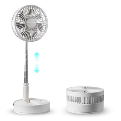 VEVOR Opvouwbare oscillerende staande ventilator, 20,3 cm, met afstandsbediening, stille draagbare bureauventilator, verstelbaar, 4 snelheden, kleine oplaadbare USB-ventilator, 7200 mAh, opvouwbaar en