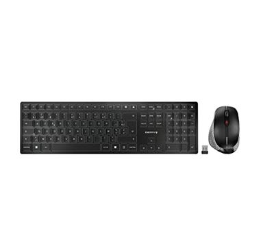 CHERRY DW 9500 SLIM, draadloze toetsenbord- en muisset, Belgische lay-out (AZERTY), Bluetooth of 2,4 GHz radio, ergonomische muis voor rechtshandigen, antracietgrijs