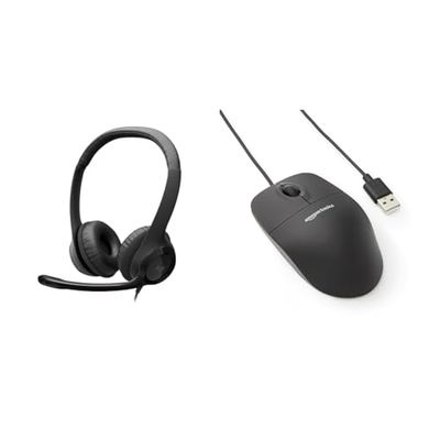 Logitech H390 Wired Headset & Amazon Basics Responsive and Precise 3