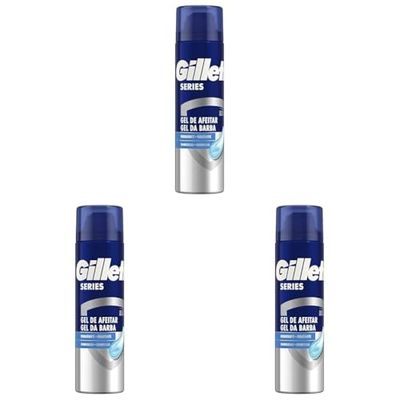Gillette Series Gel De Afeitar Hidratante Con Manteca De Cacao Para Máquinilla De Afeitar Para Hombre, 200ml (Paquete de 3)