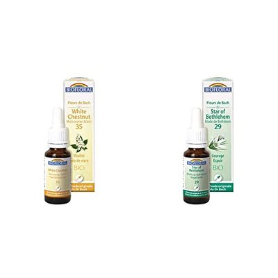 Biofloral White Chestnut 35 Fleur de Bach Elixir Floral du docteur Bach Marronnier Blanc 20 ml & Star of Bethleem 29 Fleur de Bach Elixir Floral du docteur Bach Etoile de Bethléem 20 ml