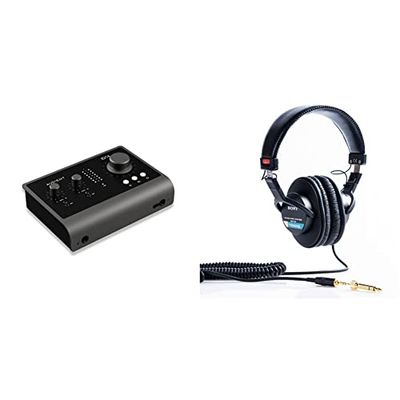 Audient Audio Interface iD14 MKII, 2 Class-A Microphone Preamps (High Performance USB Audio Interface, 2 Headphone Outputs), Black & Sony MDR-7506/1 Professional Headphone, Black,Pack of 1