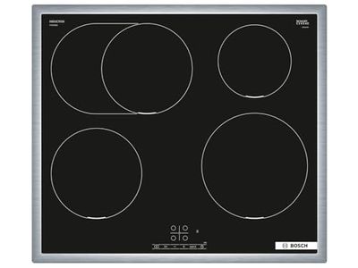 Bosch PIF645BB5E Série 4 Plaque de cuisson à induction, autonome, 60 cm de large, zone de cocotte pour grande batterie de cuisine, PowerBoost, cuisson plus rapide, commande TouchSelect, ReStart,