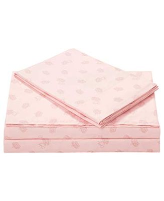 Juicy Couture Parure de lit 4 pièces en Microfibre avec Drap-Housse, Drap Plat et 2 taies d'oreiller, Poches Profondes, Infroissable et Anti-Boulochage, Rose