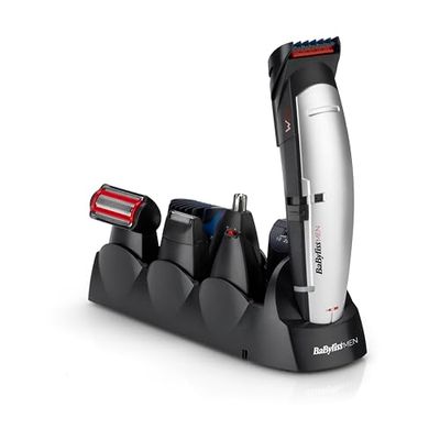BaByliss Multikit Grooming 10 in 1, per barba viso e corpo, multi-uso, Lame W-Tech, Grigio-nero, E837E