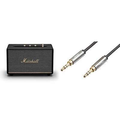 Marshall Acton III Bluetooth-luidspreker - Zwart & Amazon Basics Auxiliary kabel, stereo-audiokabel, 3,5 mm jack naar 3,5 mm jackstekker, 1,2 m, zwart