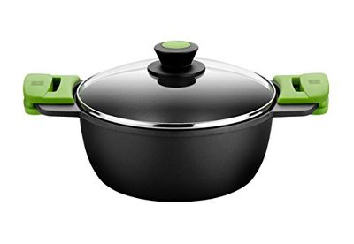 BRA Prior | Faitout Haut 28 cm , Fonte D'Aluminium, avec Antiadhésif Innovations sans PFOA, avec Couvercle en Verre et Anses en Silicone Démontables, Tous Feux Dont Induction