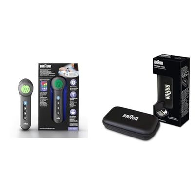 Braun Thermomètre Braun BNT400B sans Contact avec Technologie Age Precision & BIT000CBEU Boitier de protection pour thermometre