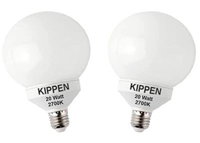 kippen 1414CK - Confezione 2 pezzi di Lampade a Risparmio Energetico Modello Globo, 20 Watt. Luce Calda 2700K. Attacco E27