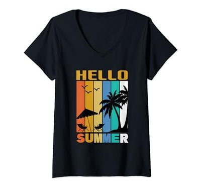 Mujer Hola Verano Camiseta Cuello V