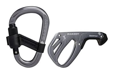 Mammut Smart 2.0 Belay Package - Système d’Assurage avec Mousqueton | Blocage Rapide et Automatique pour Corde d'Escalade | Gris, Taille Unique