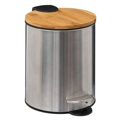 Five - Poubelle de salle de bain en Inox et Bambou Soft Close 3 L
