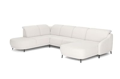 CAVADORE Paisaje residencial, Madera Metal Poliuretano Poliamida, Tejido Plano Blanco, Abschlusselement Links, Longchair rechts