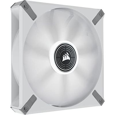 Corsair ML140 LED ELITE, 140 mm Ventola PWM LED Bianco (Tecnologia CORSAIR AirGuide, Cuscinetto a Levitazione Magnetica, Velocità da 1.600 RPM, Otto LED Brillant) Confezione Singola, Struttura Bianco