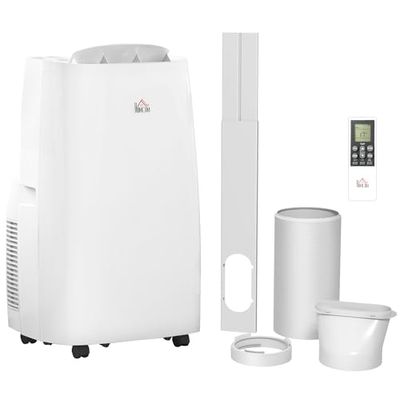 HOMCOM Portable Air Conditioner 14000 BTU, 4-in-1 Cooling, Fan, Dehumidifier & Sleep Mode, Mobile Air Conditioning Unit with Digital Display, Remote Control, 24H Timer, Window Kit for Rooms up to 40㎡