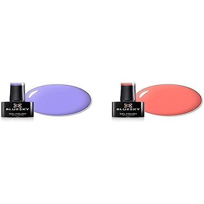 Bluesky Gel Nail Polish, Wisteria Haze 80599, Light Purple andBluesky Gel Nail Polish, Summer Coral BSH019, Coral, Peach, Long Lasting, Chip Resistant, 10 ml (Requires Drying Under UV LED Lamp)
