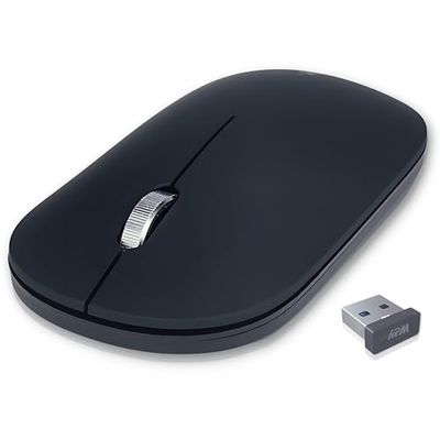 APM Sora Souris Slim sans-Fil, 2.4 GHz, Silencieuse, Récepteur USB, Ambidextre, Plate, 1200 DPI, Pile Incluse, Compatible avec PC Mac Ordinateur Portable, 571171