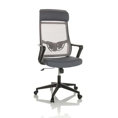 hjh OFFICE Silla de Oficina NEKEO Silla giratoria ergonómica de Tela y Malla con Soporte Lumbar, Gris, 719234