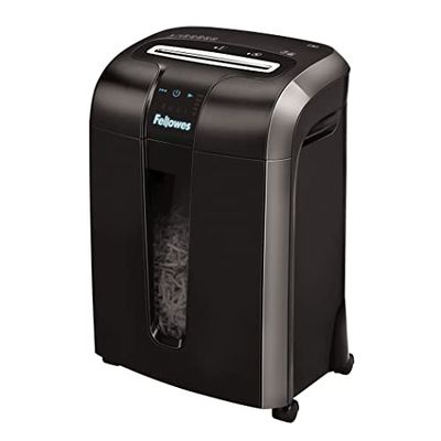 Fellowes Destructeur de Documents 73Ci, pour 1 à 3 utilisateurs Coupe Croisée, capacité: 12 Feuilles, Anti-bourrage, Détection Tactile, économie d'énergie, Corbeille extractible 23L, Noir, 4601101