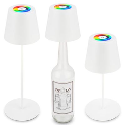 Briloner - Lampada da tavolo 3 in 1 RGBW LED senza fili IP44 con touch, dimmerabile all'infinito, lampada a bottiglia, bianco