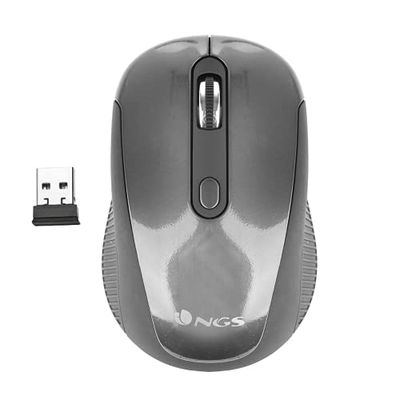 NGS Haze - Souris sans Fil 2.4GHz, Souris USB pour Ordinateur ou Laptop avec 3 Boutons et Scroll Métalique, 800/1600dpi, Gris