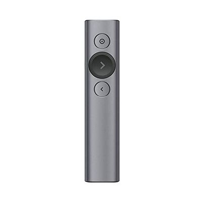 Logitech Spotlight Télécommande de Présentation sans Fil, Bluetooth et 2,4 GHz avec Nano-Récepteur USB, Pointeur Laser, Commandes de Diaporama, Portée de 30M, Minuterie Réglable, PC/Mac/Android - Gris