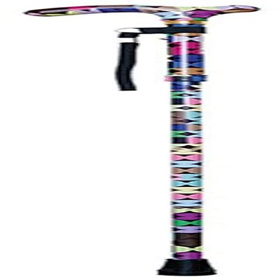 Aidapt Patterned Fold Down Adjustable Height Lightweight Walking Stick with Anti Slip Ferrule Foot for Stability and Confidence when Walking. Supplied with a Hanging Carry Strap and Handle.