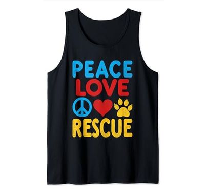 Peace Love Rescue Cane Gatto Adozione Cani Gatti Canotta