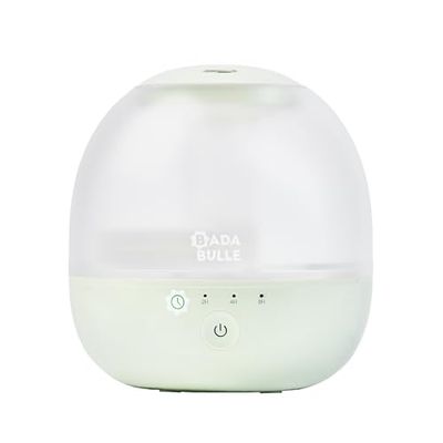 Badabulle Humidicateur d'air à Vapeur Froide Bubble - Veilleuse Multicolore - Autonomie 16h (Résevoir 2L) - Forme Compacte - Buse Orientable à 360° - Arrêt Automatique