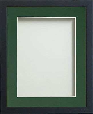 Frame Company Jellybean Range Black Wooden 30x20 inch Picture Photo Frame with Bottle Green Mount for Image A2 * Choice of Colours & Sizes* Fitted with Perspex