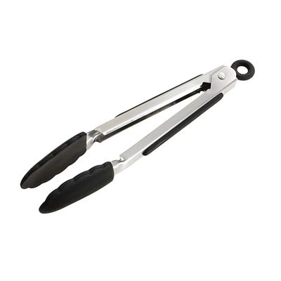 Wiltshire Mini Silicone Kitchen Tongs 18cm, Cooking & Serving Tongs, Salad & BBQ Tongs, Stainless Steel, Heat-Resistant Utensil, Non-Stick, Non-Scratch Tip, Midnight Black, 21x2.2x3.2cm