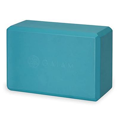 Gaiam Yogablok, ondersteunend latexvrij EVA-schuim, zacht antislip oppervlak voor yoga, pilates, meditatie, levendig blauw