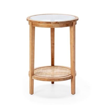 Mesa Auxiliar 50 x 50 x 72 cm, madera/mengsel/kristal natuur