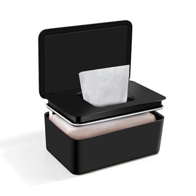 Boîte à lingettes humides, distributeur de lingettes humides pour bébé, boîte de rangement pour lingettes humides, boîte de rangement pour la maison et le bureau, noire