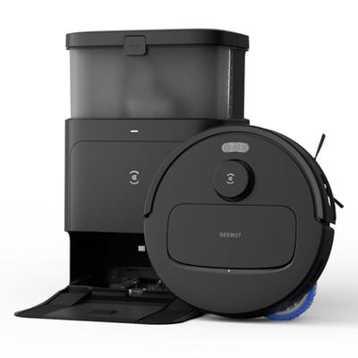 ECOVACS N30 Pro Omni Robotstofzuiger met station, robotstofzuiger 10.000 Pa, reiniging met warm water en drogen, ZeroTangle 2.0 borstel, 9 mm glijders, automatisch legen, zwart