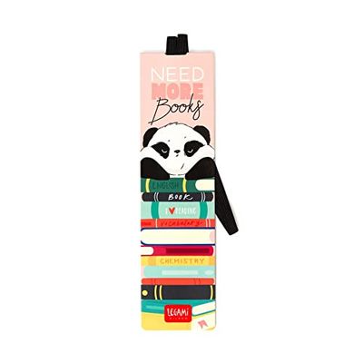 Legami - Marque-page avec élastique, 4,7 x 17,5 cm, en papier certifié FSC®, Thème Panda, tient le Sengo et le livre fermé, NEED MORE BOOKS