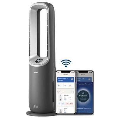 Philips Air Performer 3-in-1: Luchtreiniger, Verwarmer & Koelventilator - Reinigt 70m², Verwijdert 99,97% van de Allergenen en Verontreinigende stoffen. HEPA-filter, Slimme Sensoren, App (AMF870/15)