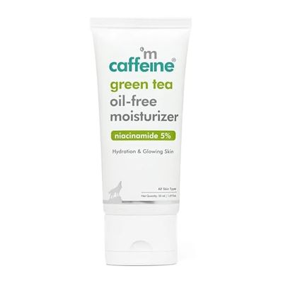 mCaffeine Green Tea Oil-Free Facial Moisturizer with 5 Percent Niacinamide - Strengthening Skin Cream with Aloe Vera - Ideal for Oily Skin - 50 ml