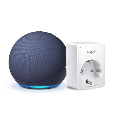 Echo Dot (5ª generazione) | Blu notte + TP-Link Tapo Presa intelligente, compatibile con Alexa - Kit di base per Casa Intelligente