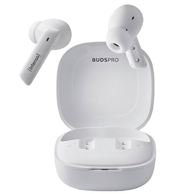 Intenso Buds Pro TWS True Wireless koptelefoon T512HAE met hybride ANC, ENC, Bluetooth en tot 35 uur muziekweergave, wit