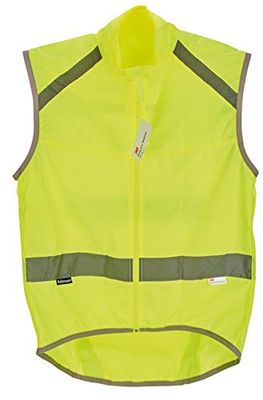 Prophete Unisex - Volwassenen fietsvest, maat XL, 3M reflecterende materiaal, tas met ritssluiting, kleur: neon geel, One size