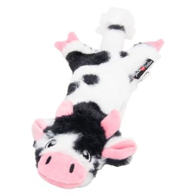 JACK AND VANILLA, Jouet en Peluche Vache Blanc/Noir, pour Chiens, 45 cm, Design réaliste, sonore et Lavable, idéal pour Les Jeux interactifs, Couleur vive, Modèle Flatties