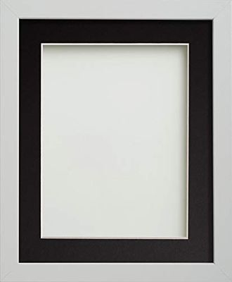 Frame Company Allington White Photo Frame with Black-V Groove Mount, A3 for A4, fitted with perspex