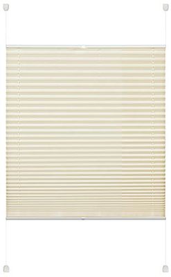 Gardinia Plisségordijn met klemsteunen, ondoorzichtig rolgordijn, alle montageonderdelen inbegrepen, EASYFIX-plisségordijn met 2 geleiders, beige, 40 x 130 cm (BxH)