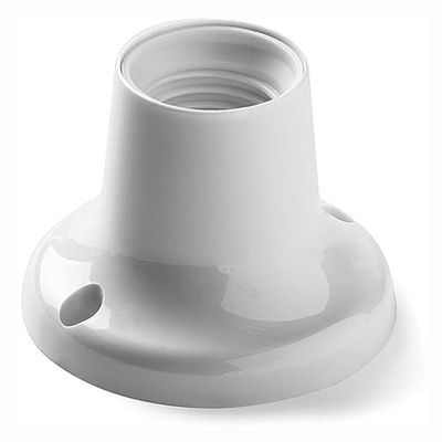Portalampada E27 in plastica bianca, leggero e resistente, ideale per l'illuminazione domestica e decorativa.