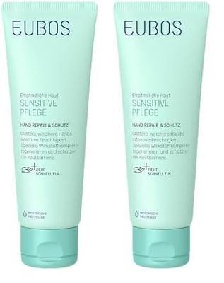 Eubos, Sensitive Hand, crema protettiva per le mani, in tubetto da 75 ml (Confezione da 2)